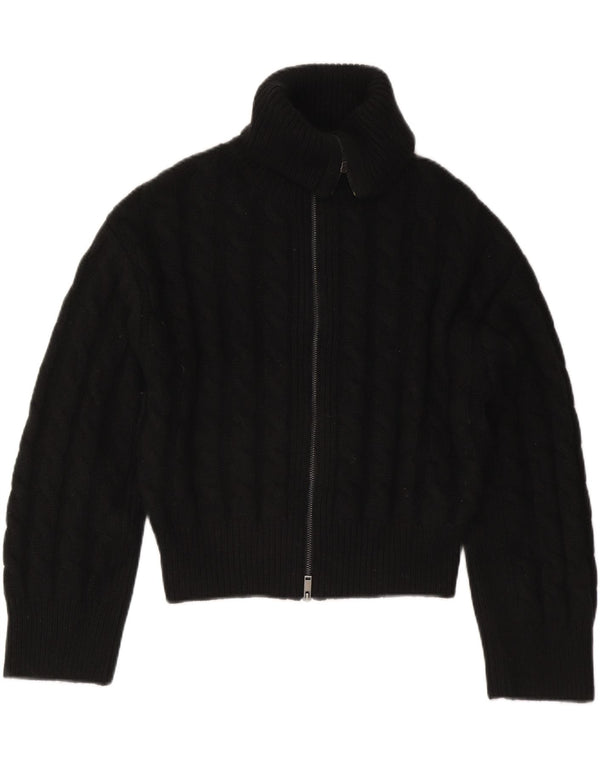 Cos Womens Crop Oversized Cardigan Pullover UK 10 Small Schwarze Wolle