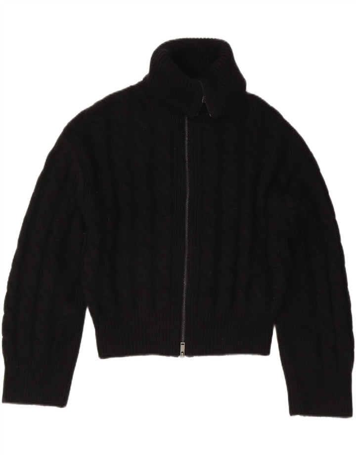 Cos Womens Crop Oversized Cardigan Pullover UK 10 Small Schwarze Wolle