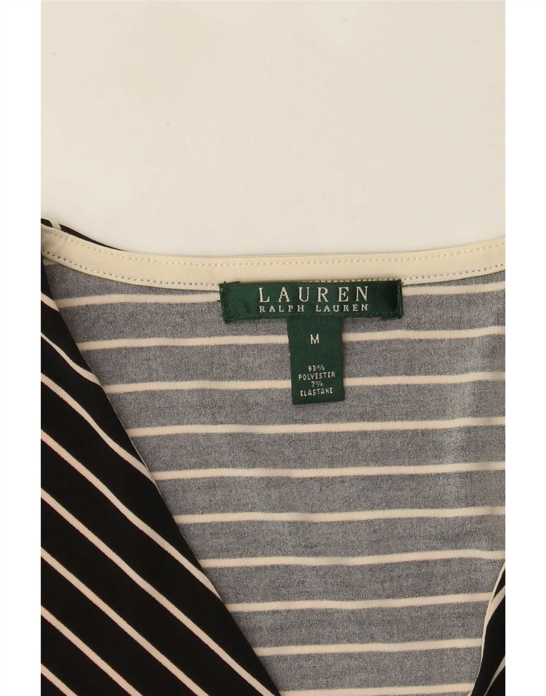 Ralph Lauren Damen-Tunika-Oberteil mit 3/4-Ärmeln, Größe M, Schwarz, Chevron