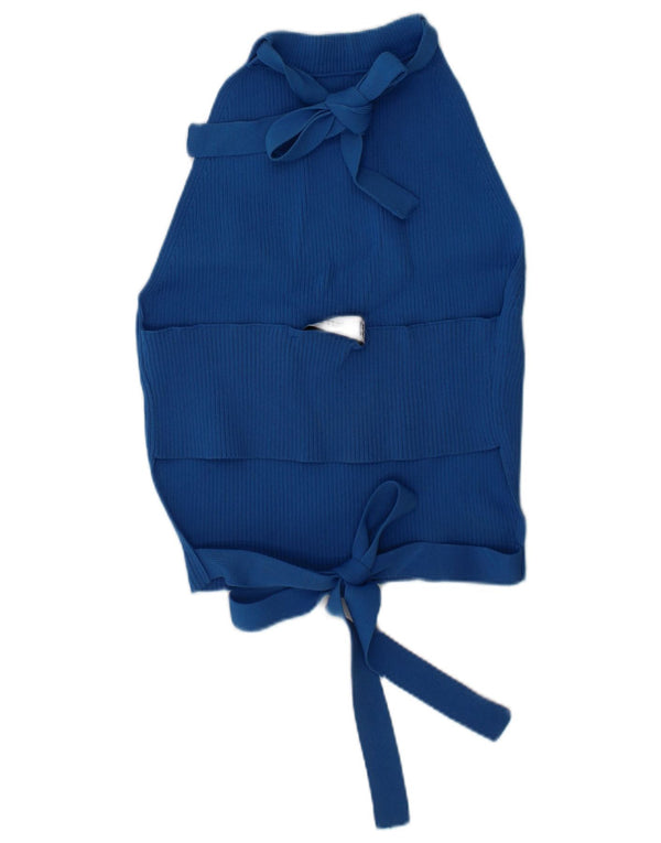 Zara Damen Crop Neckholder Top Small Blau