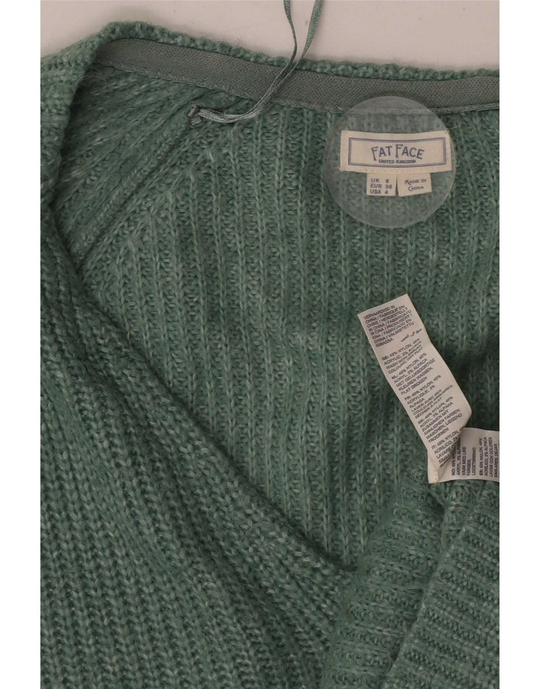 Fat Face Damen-Strickjacke in Übergröße, Gr. 8, klein, grünes Nylon