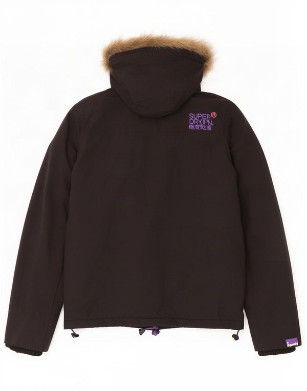 Superdry Damen Windcheater Kapuzen-Windjacke UK 16 Large Schwarz