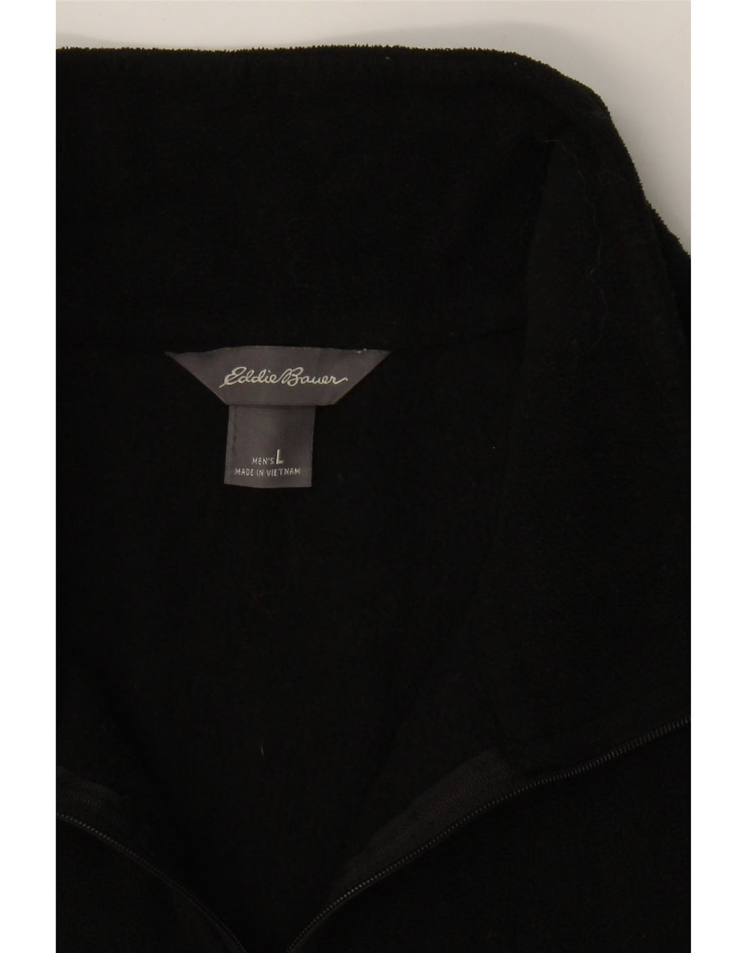 EDDIE BAUER Mens Zip Neck Fleece Jumper Large Black Polyester Vintage Eddie Bauer and Second-Hand Eddie Bauer from Messina Hembry 