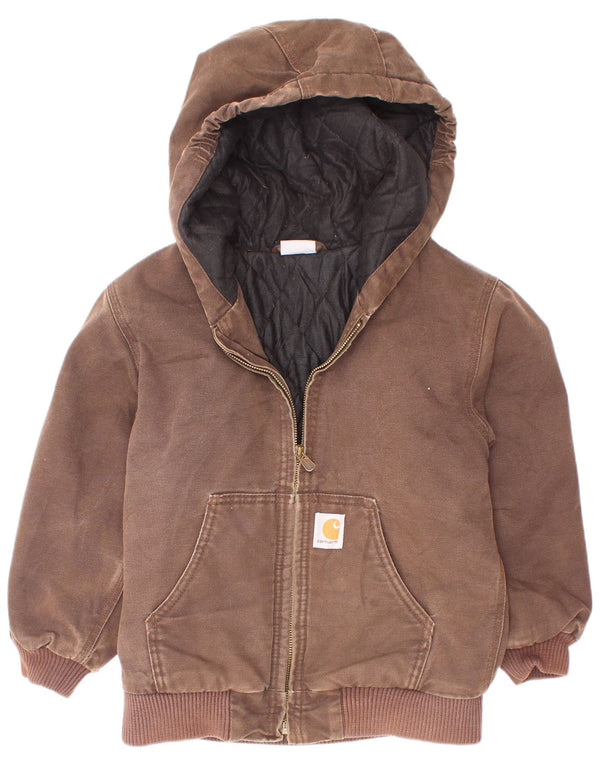 Carhartt Jungen-Bomberjacke mit Kapuze, 7–8 Jahre, Größe S, braune Baumwolle