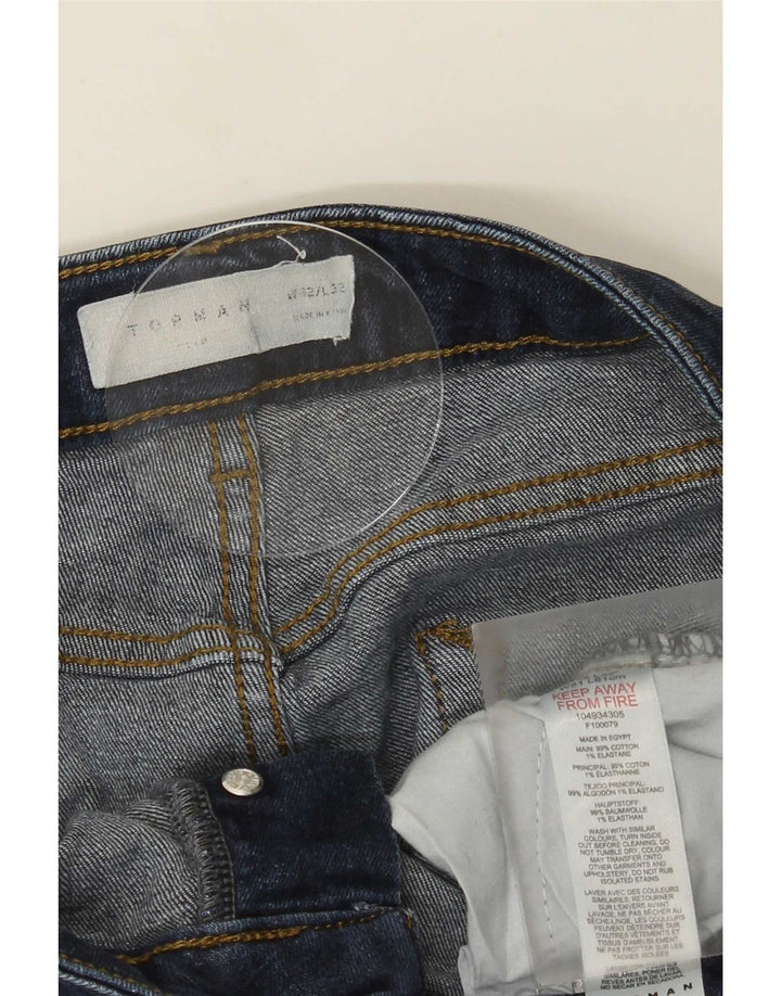 Topman Herren Slim Jeans W32 L32 Marineblau Baumwolle