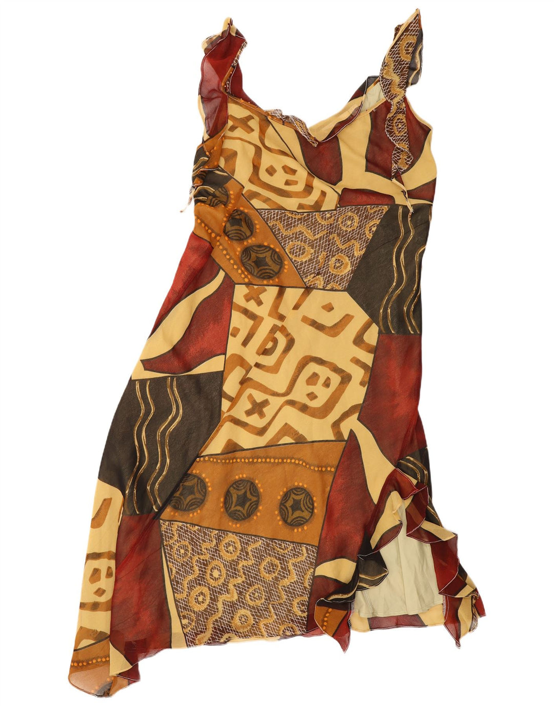 Rene Derhy Damen Asymmetrisches Kleid IT 48 XL Mehrfarbiges Patchwork