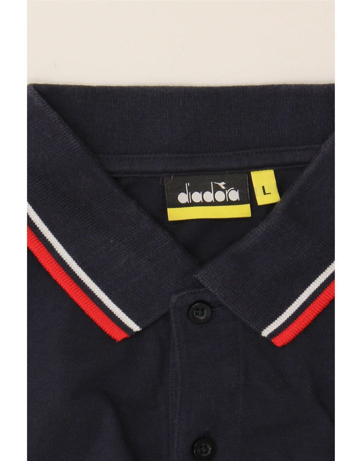 DIADORA Mens Polo Shirt Large Navy Blue Cotton Vintage Diadora and Second-Hand Diadora from Messina Hembry 