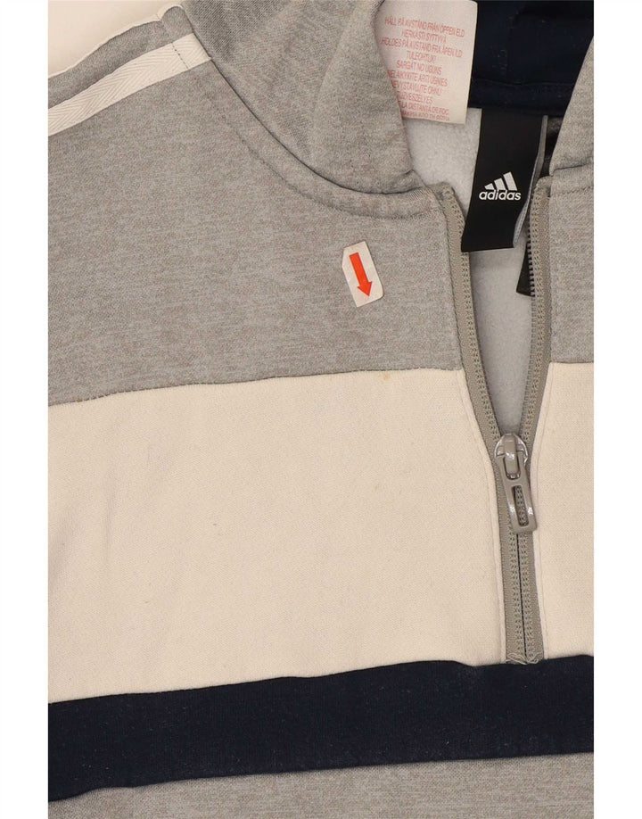 Adidas Kapuzenpullover für Jungen, 11–12 Jahre, graues Colourblock-Polyester