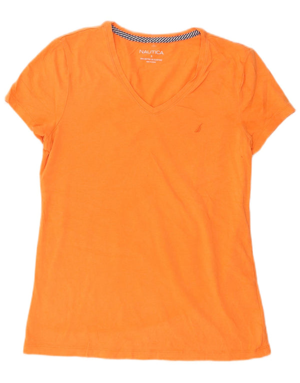 Nautica Damen T-Shirt Top UK 10 Small Orange Baumwolle