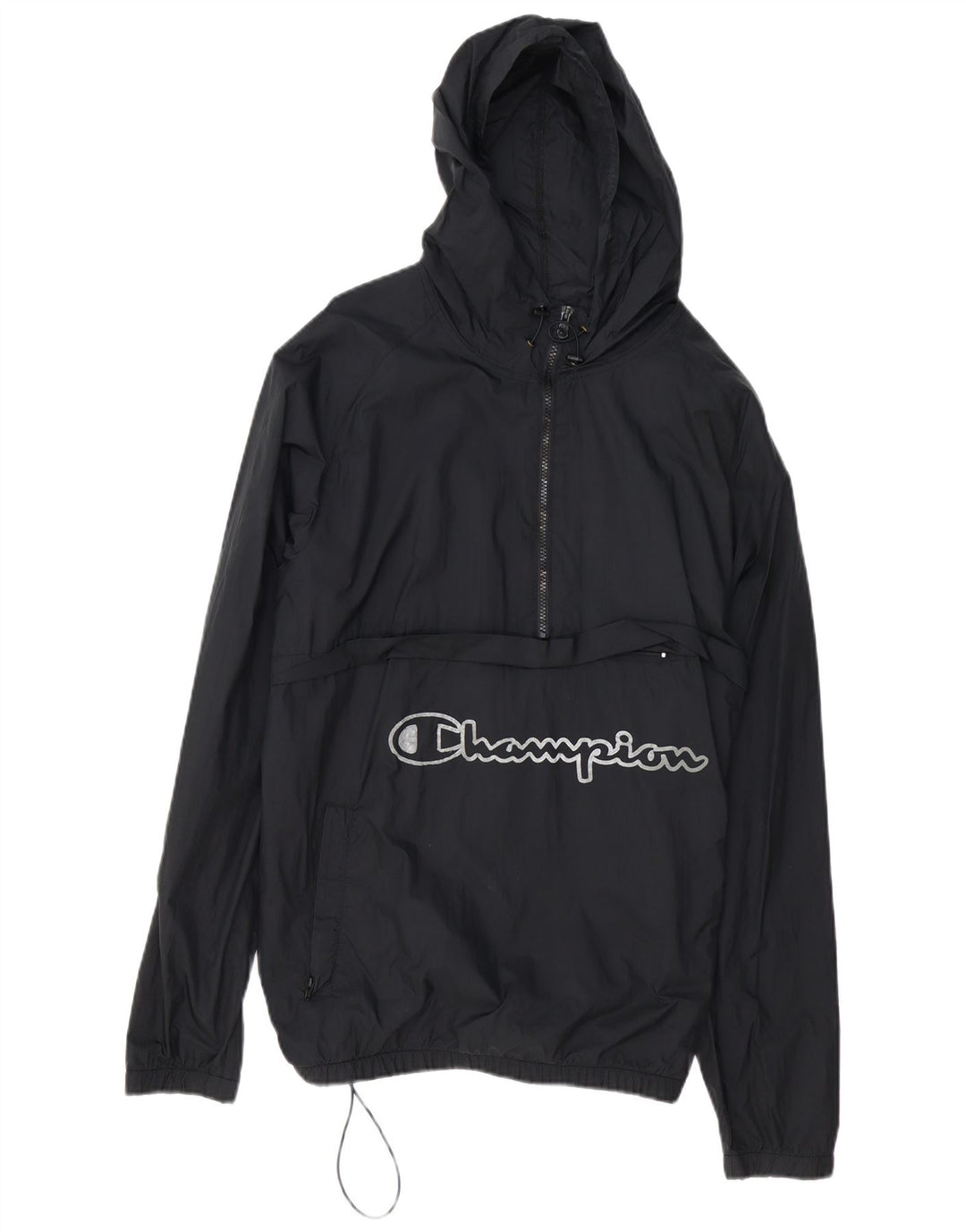 Champion Herren-Anorakjacke mit grafischer Kapuze, UK 40, Größe L, Schwarz, Polyester