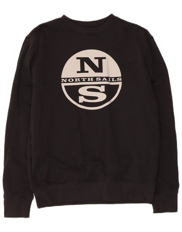 North Sails Herren-Sweatshirt-Pullover aus mittelschwarzer Baumwolle