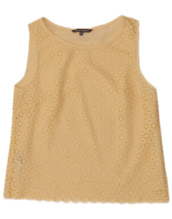 Laura Ashley Ärmelloses Spitzenblusenoberteil für Damen, UK 12, Mittelgelb mit Blumenmuster