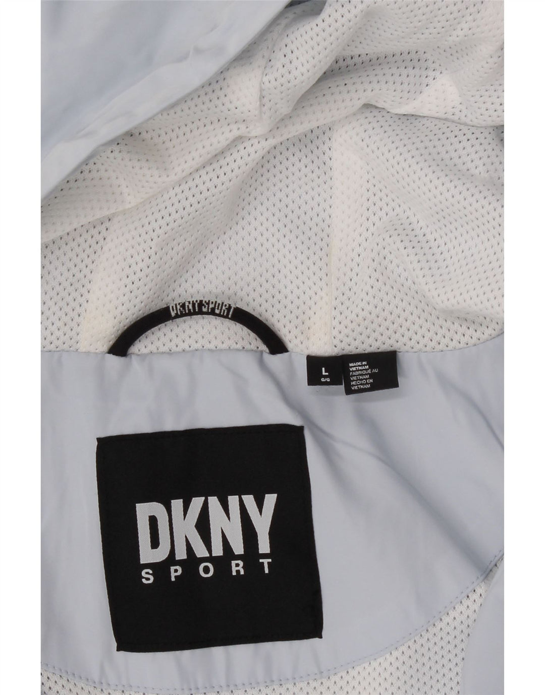 DKNY Womens Oversized Hooded Rain Jacket UK 16 Large Blue Polyester Vintage Dkny and Second-Hand Dkny from Messina Hembry 