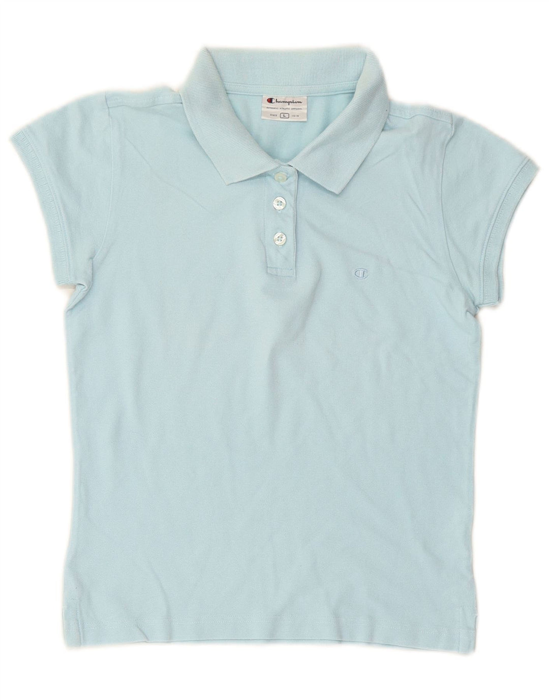 CHAMPION Damen Poloshirt UK 14 Große blaue Baumwolle