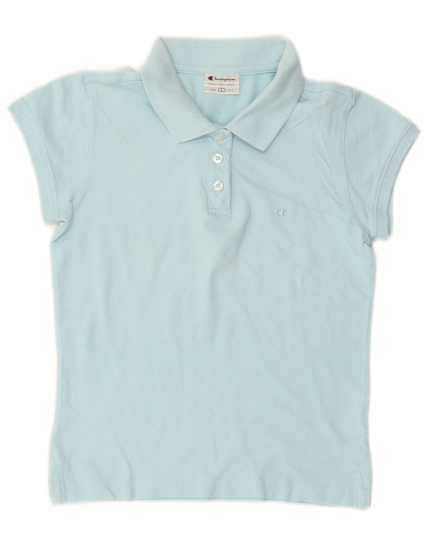 CHAMPION Damen Poloshirt UK 14 Große blaue Baumwolle
