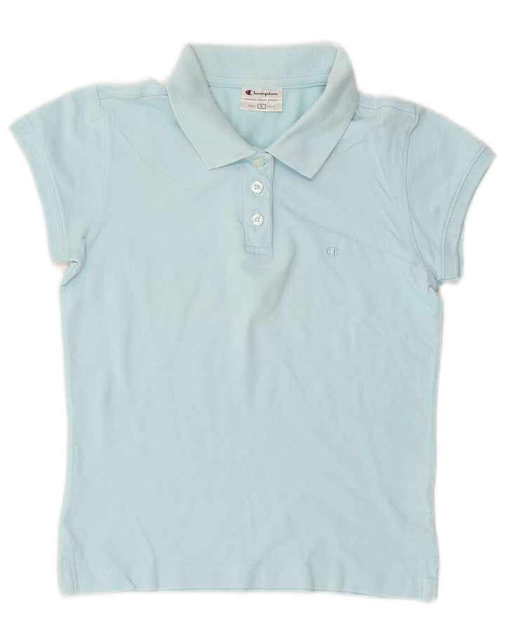 CHAMPION Damen Poloshirt UK 14 Große blaue Baumwolle
