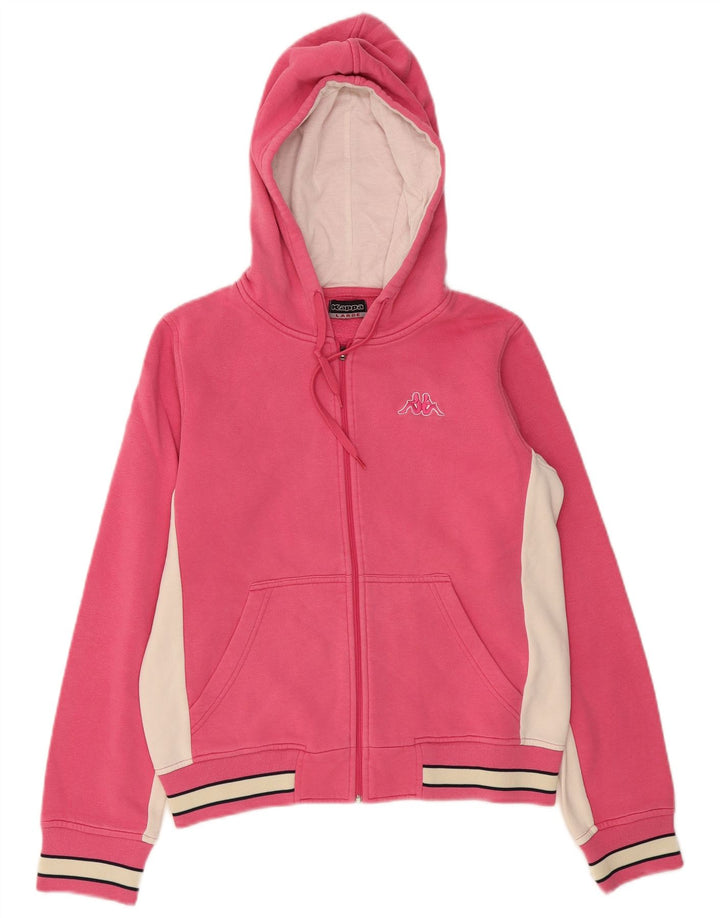 KAPPA Damen-Kapuzenpullover mit Reißverschluss, UK 14, Größe L, Pink, Colourblock-Baumwolle