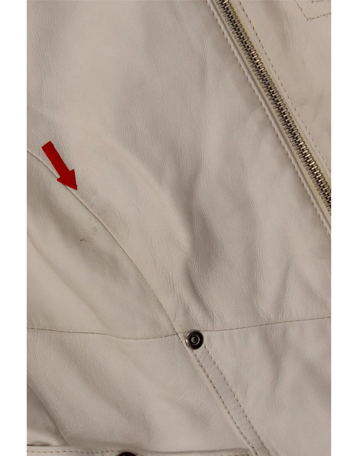 Conbipel Damen Leder Bikerjacke IT 42 Mittelweißes Leder