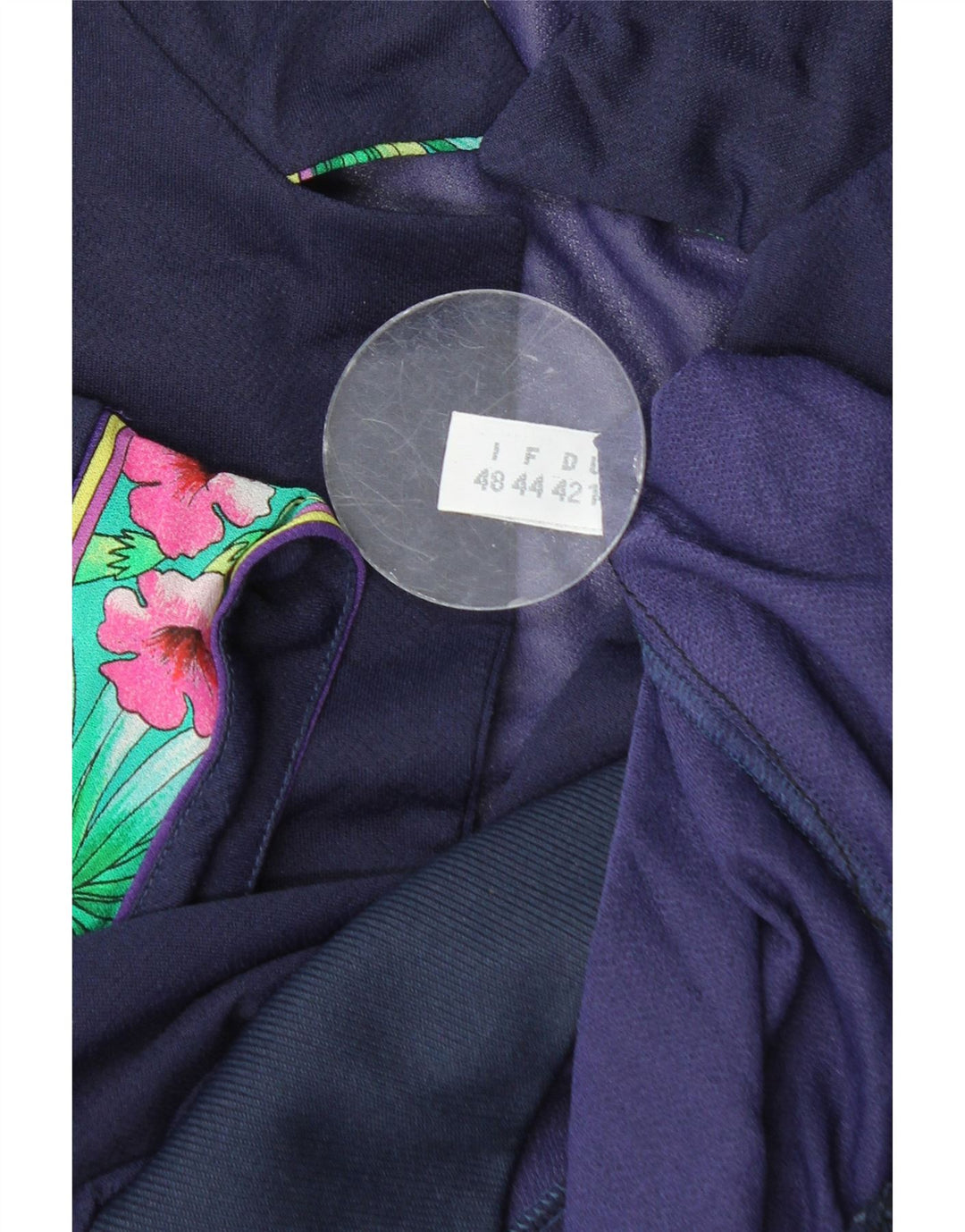 VINTAGE Damen Crop Bluse Top IT 48 XL Marineblau geblümt