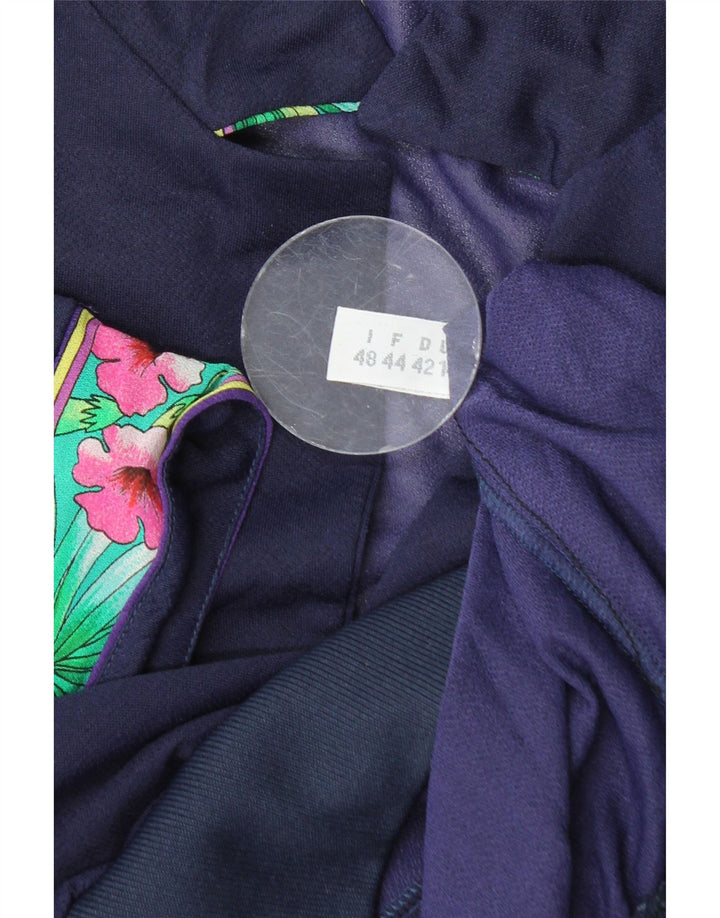 VINTAGE Damen Crop Bluse Top IT 48 XL Marineblau geblümt