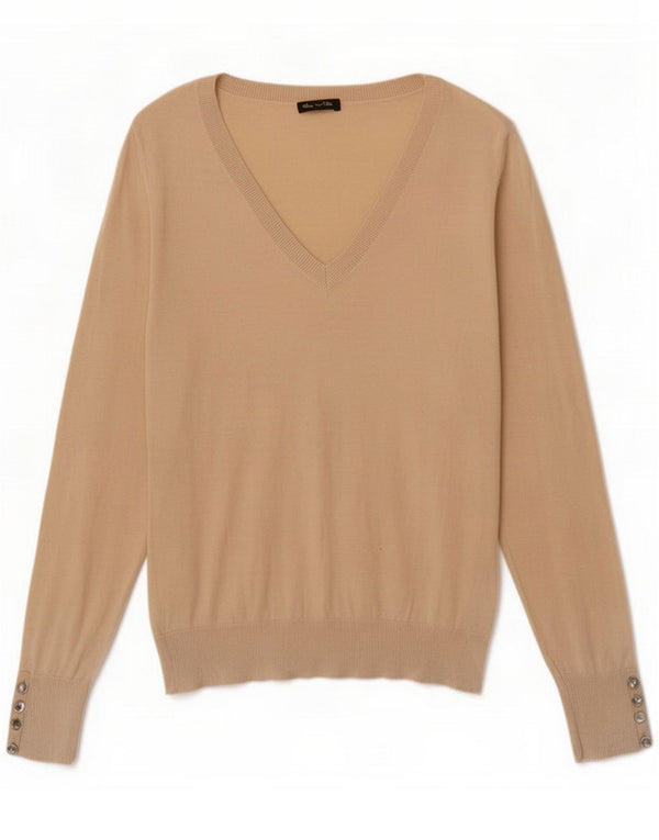 Massimo Dutti Damen Pullover mit V-Ausschnitt UK 18 XL Beige
