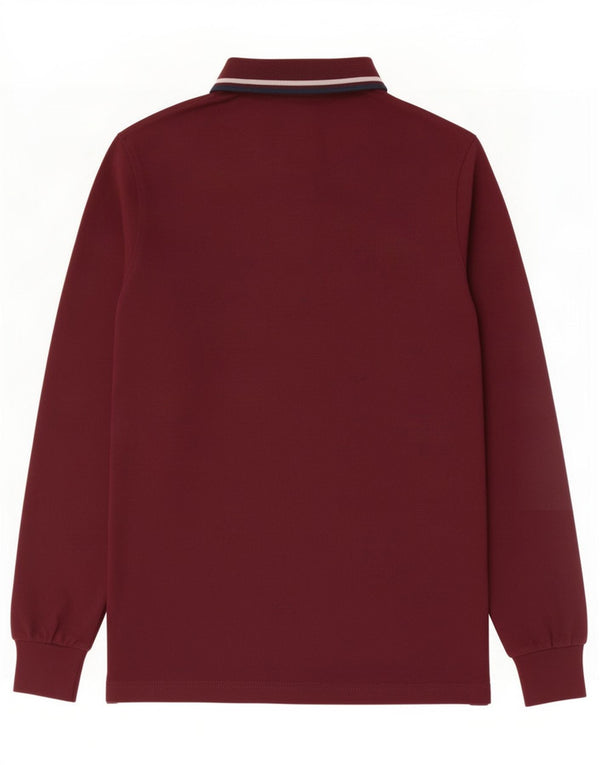 Harmont & Blaine Herren-Langarm-Poloshirt mit schmaler Passform, Mittelbordeauxrot