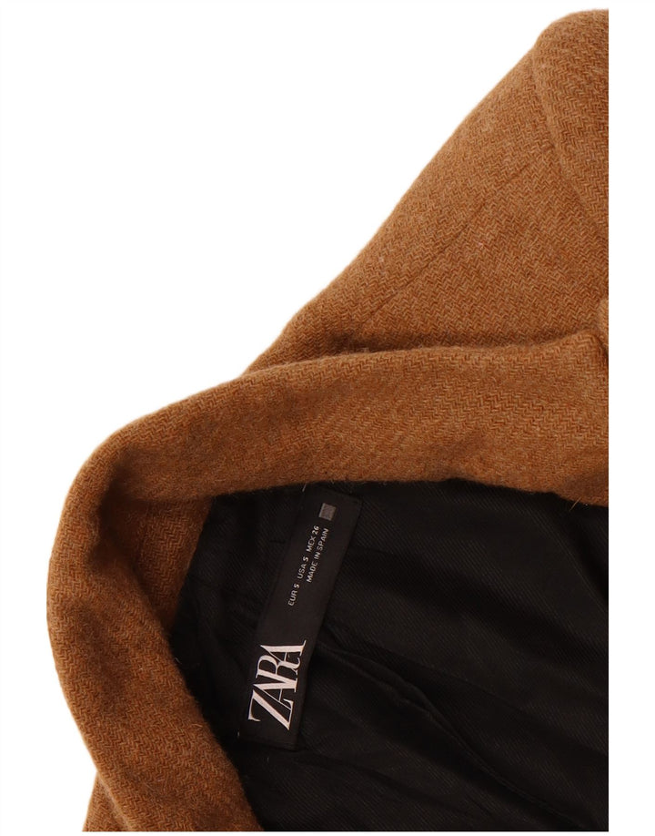 Zara Damen 1 Knopf Longline Blazer Jacke UK 10 Small Beige