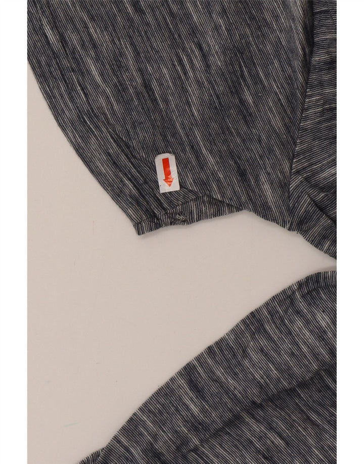 PENGUIN Herren-T-Shirt-Oberteil aus mittelblauer, gesprenkelter Baumwolle