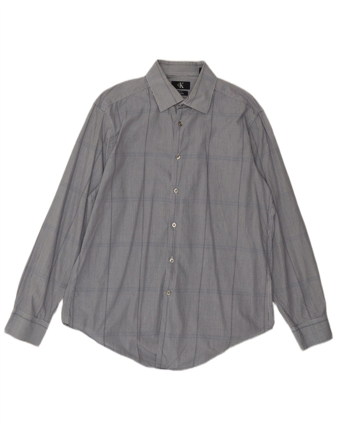 CALVIN KLEIN Herren Slim Fit Hemd Größe 16 Große marineblau karierte Baumwolle