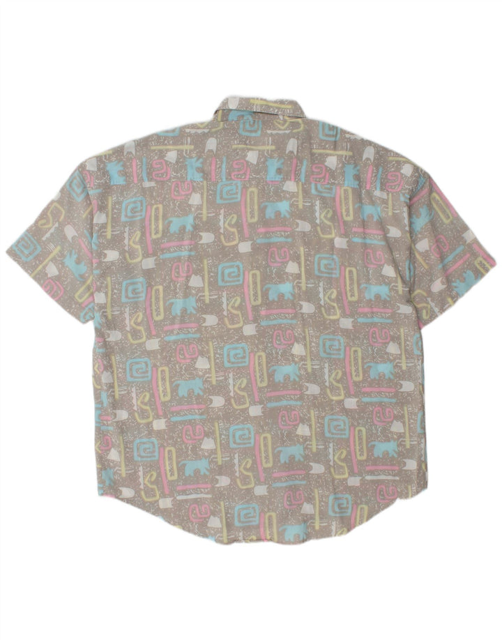 Vintage Herren Kurzarmshirt XL Grau Geometrisch