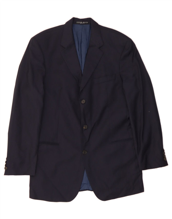 HUGO BOSS Mens 3 Button Blazer Jacket UK 42 XL Navy Blue Pinstripe Vintage Hugo Boss and Second-Hand Hugo Boss from Messina Hembry 