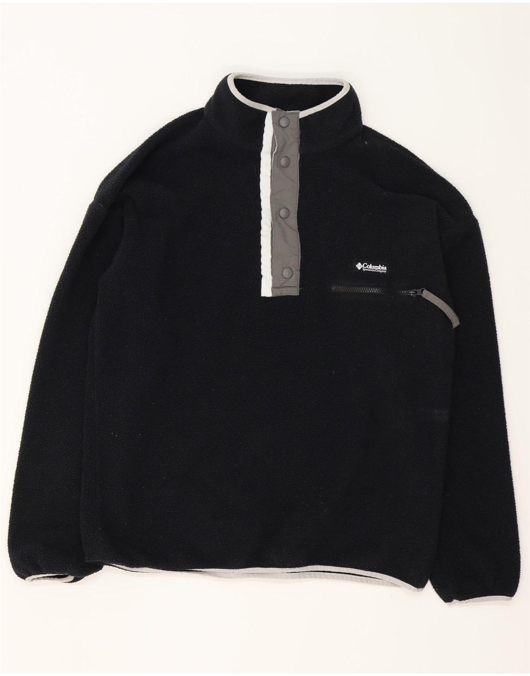 Columbia Herren-Fleecepullover mit Knopfkragen, Größe L, Schwarz, Polyester