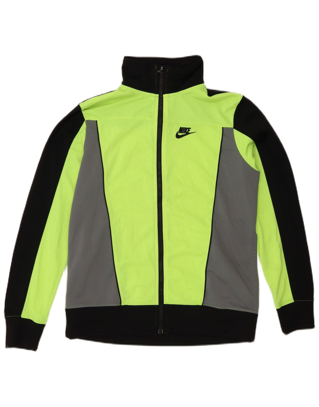 Nike Jungen-Trainingsanzug-Top-Jacke, 13–14 Jahre, grünes Farbblock-Polyester