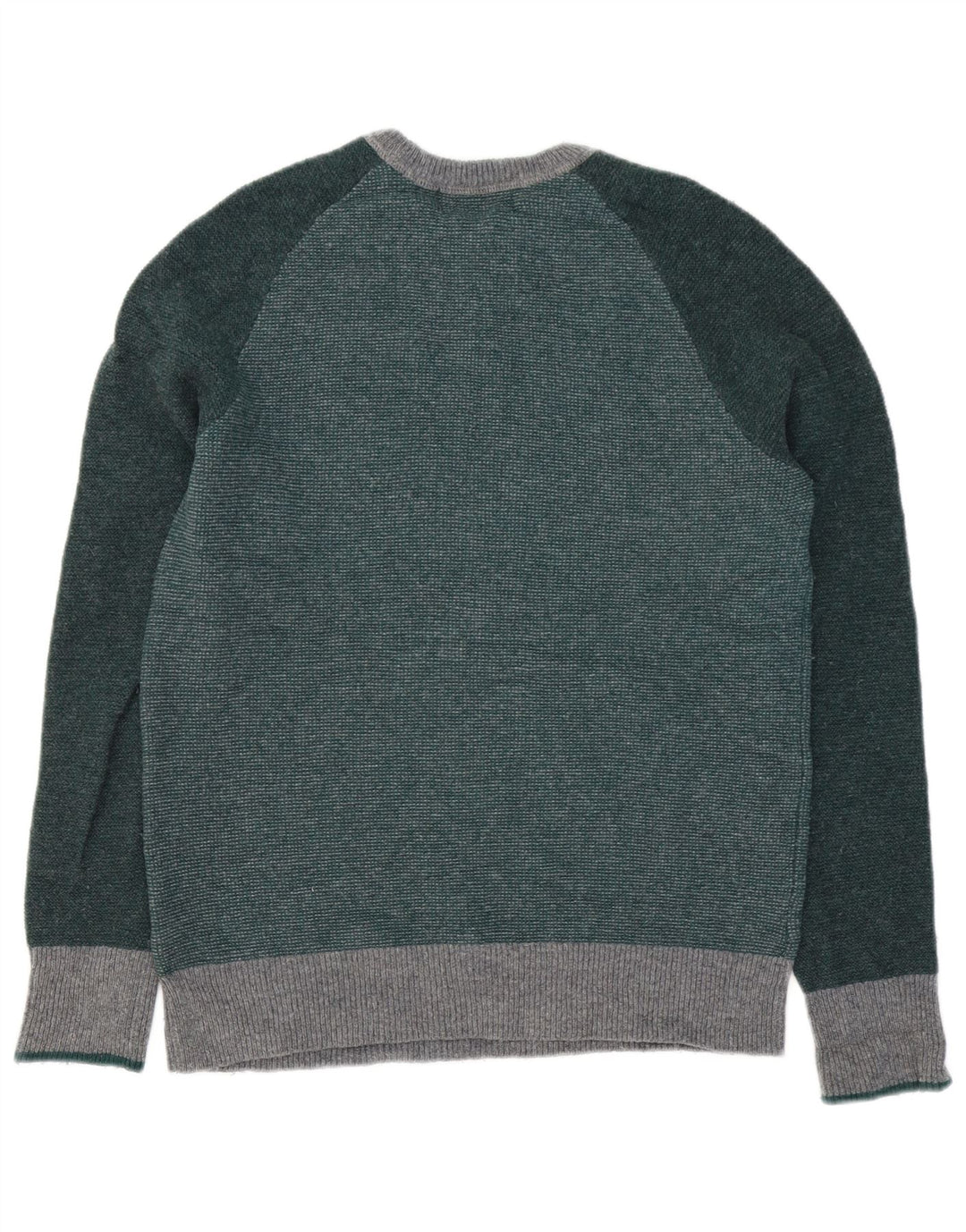 John Lewis Herren-Pullover mit Rundhalsausschnitt, klein, grüne Farbblock-Lammwolle