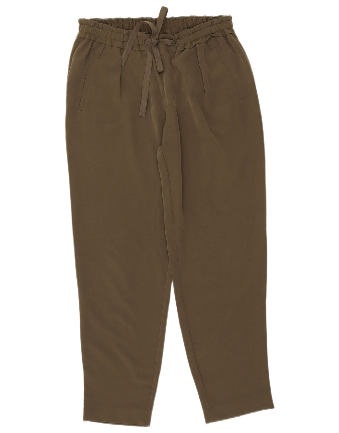 Zara Damen Tapered Casual Hose Medium W28 L27 Khaki Polyester