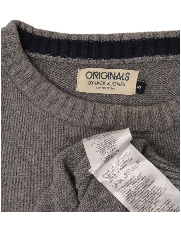 Jack & Jones Herren-Pullover mit U-Boot-Ausschnitt, Größe S, graue Baumwolle