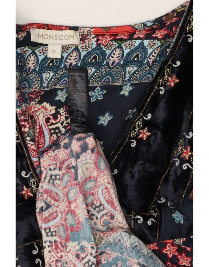 Monsoon Damen Maxi-Stufenkleid UK 18 XL Mehrfarbige Baumwolle