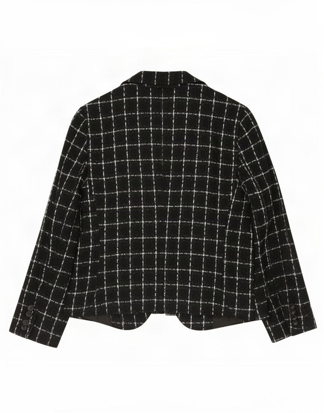 Zara Damen 1-Knopf-Blazerjacke EU 44 XL Schwarz kariertes Acryl