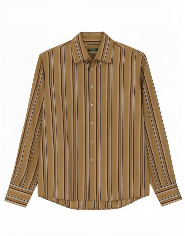 Benetton Herrenhemd Mittelbeige gestreift