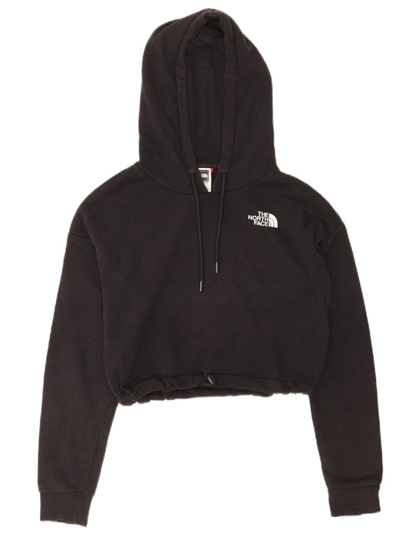 The North Face Womens Graphic Crop Hoodie Pullover UK 10 Small Schwarz Baumwolle