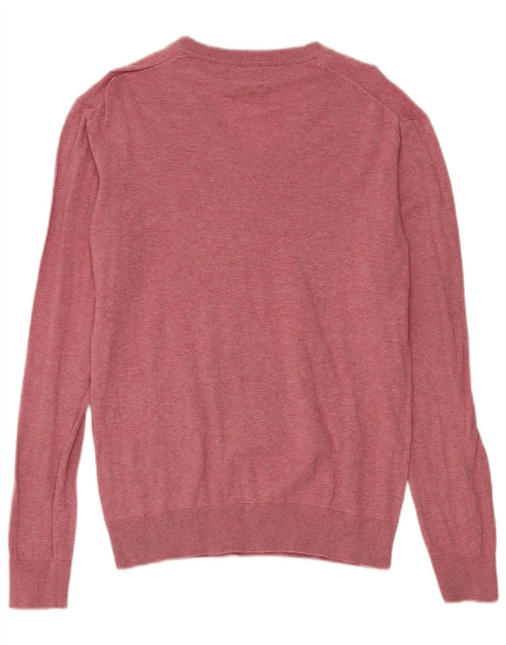 Zara Herren-Pullover mit V-Ausschnitt aus mittelrosa Baumwolle