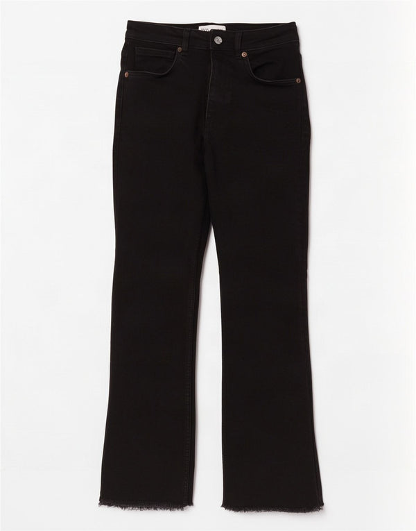 Zara Damen Bootcut-Jeans mit hohem Bund, EU 36, XS, B26, L27, schwarze Baumwolle