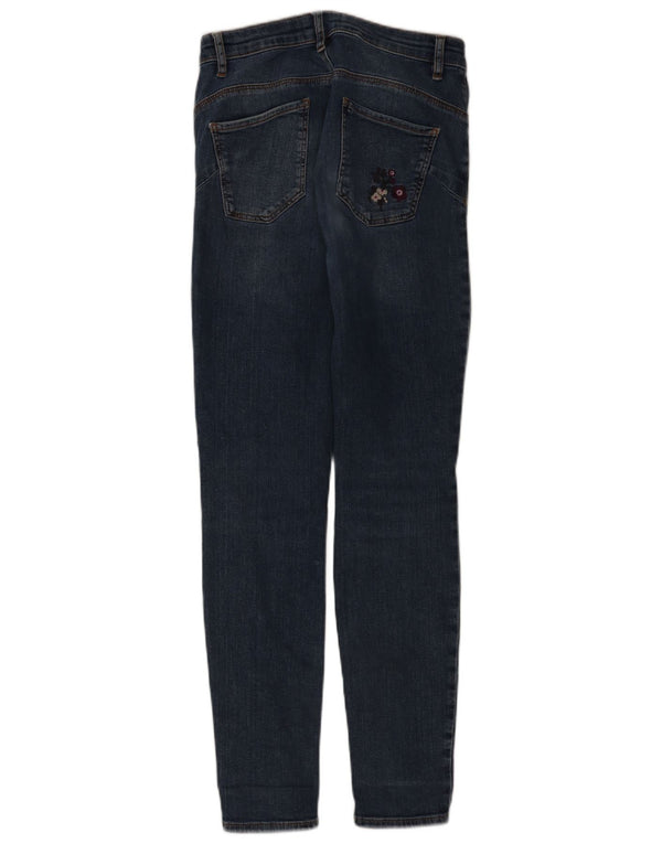 Desigual Damen High Waist Skinny Jeans EU 40 Medium W26 L30 Blau geblümt
