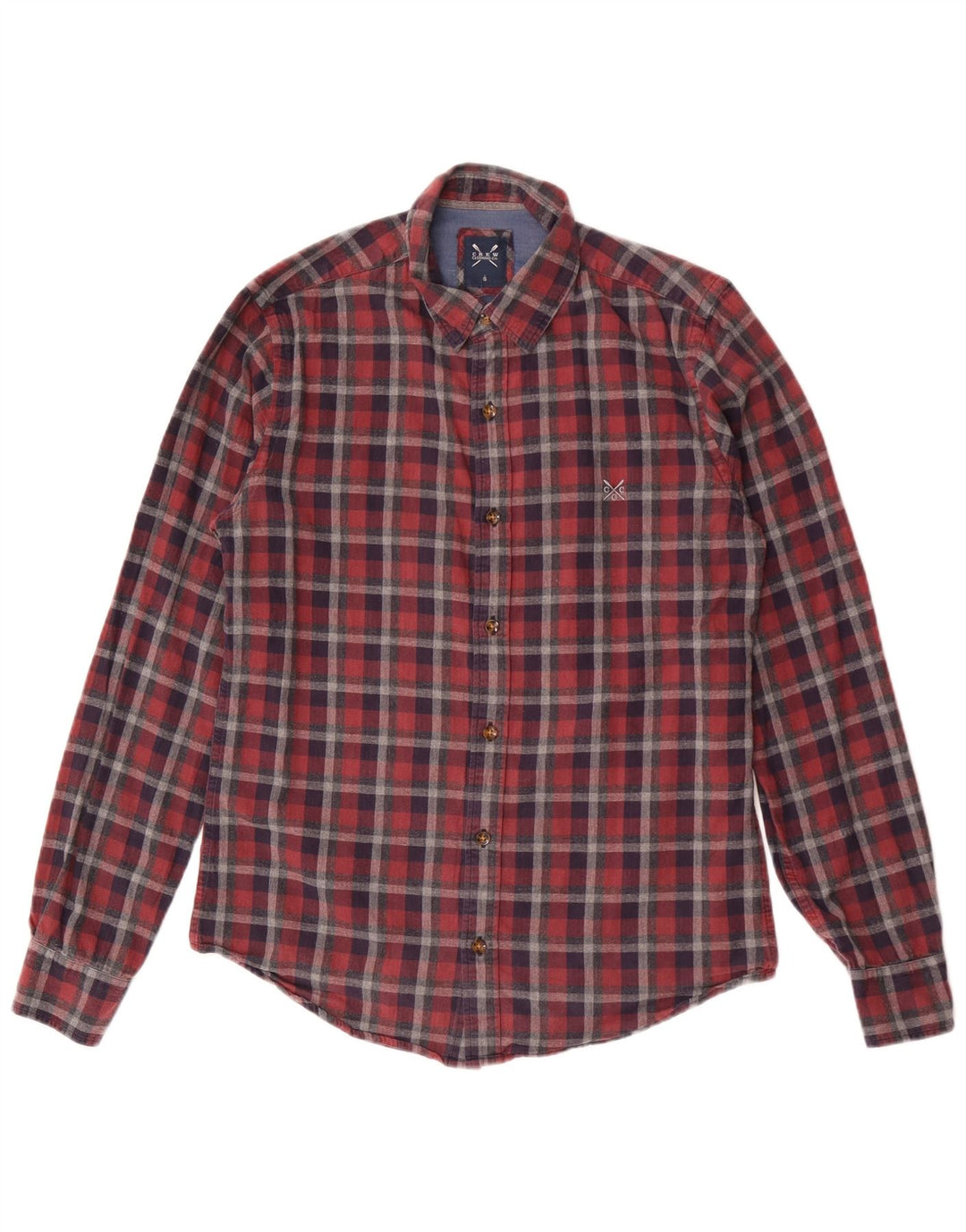 Crew Clothing Herren-Flanellhemd, klein, rot, kariert, Baumwolle