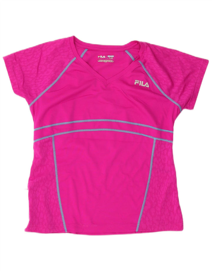 FILA Damen T-Shirt Top UK 16 Large Rosa Polyester