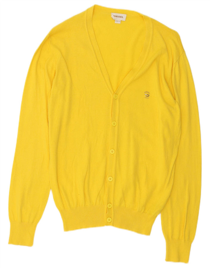 Diesel Herren-Cardigan-Pullover, groß, gelbe Baumwolle