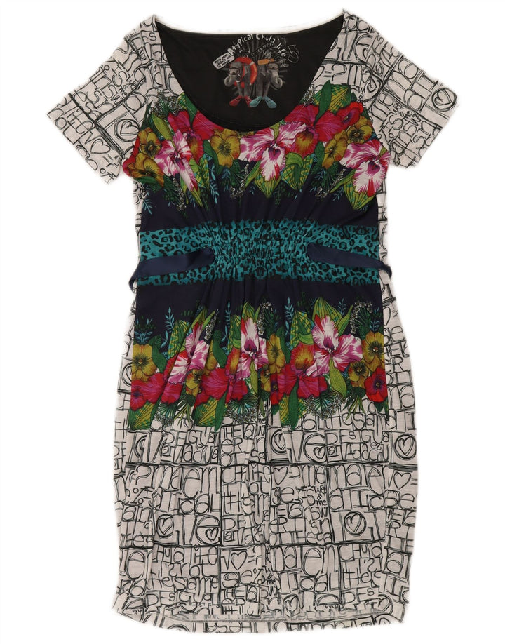 Desigual Womens Graphic Basic Dress UK 14 Großes mehrfarbiges Polyester