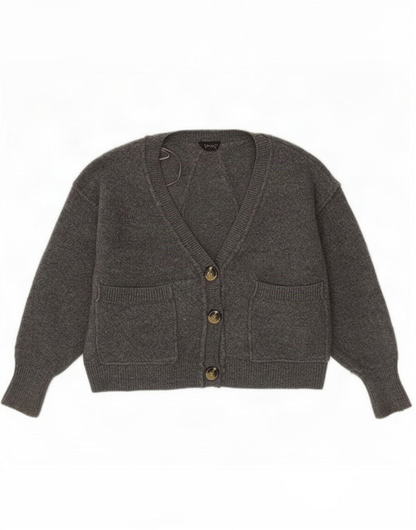 Topshop Damen Crop Oversized Cardigan Pullover UK 8 Small Grau Acryl