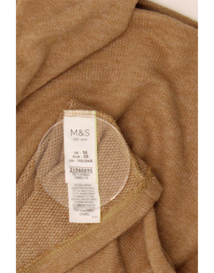 Marks & Spencer Damen Top Langarm UK 10 Small Beige Polyester