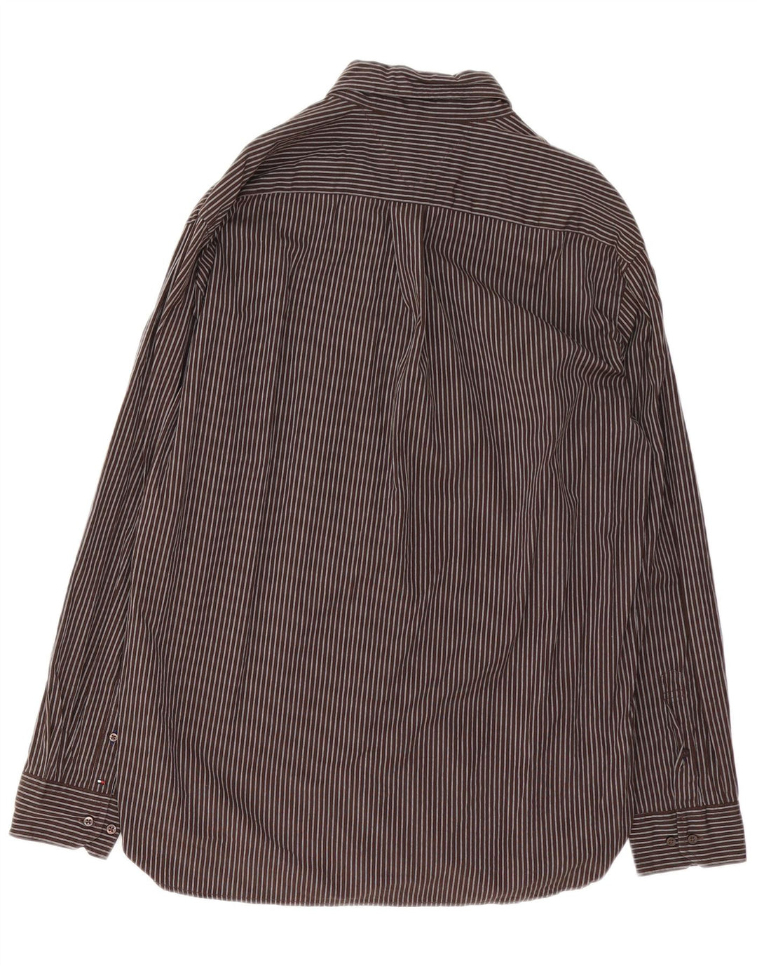 Tommy Hilfiger Herrenhemd, groß, braune Nadelstreifen-Baumwolle
